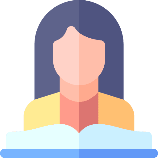 Reading avatar long hair studying icon Reading avatar long hair studying icon