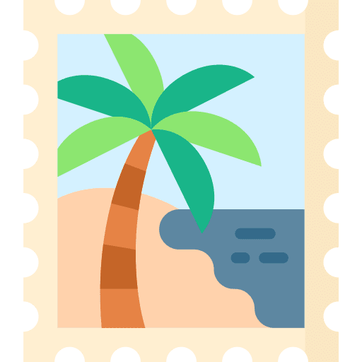 Stamp palm tree nature sea icon Stamp palm tree nature sea icon