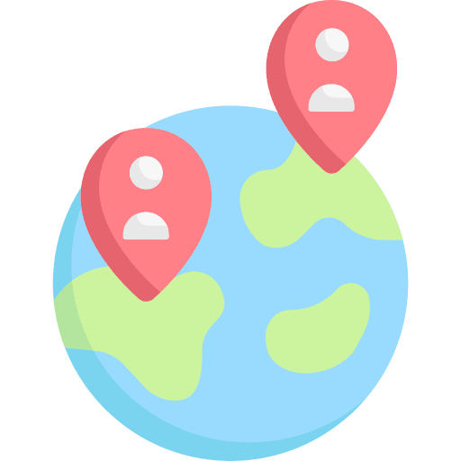 Worldwide maps and location internet distance icon