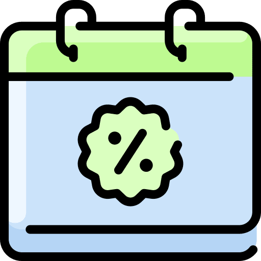Calendar discount percentage time and date icon