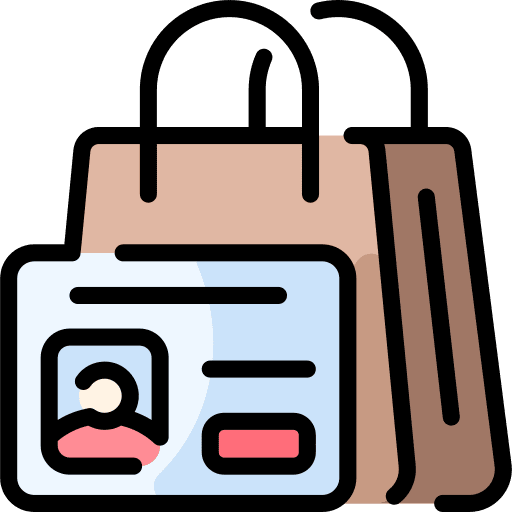 Membership identity card shopping bag icon