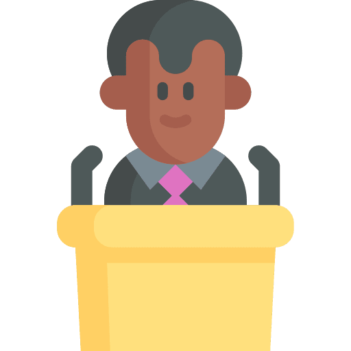 Politician lecture professions and jobs speech icon Politician lecture professions and jobs speech icon