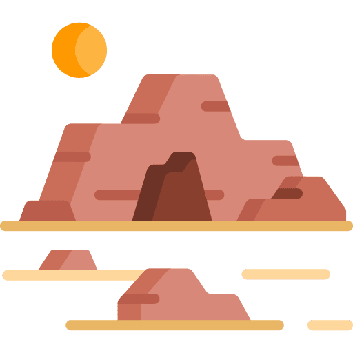 Cave sun rock mountain icon