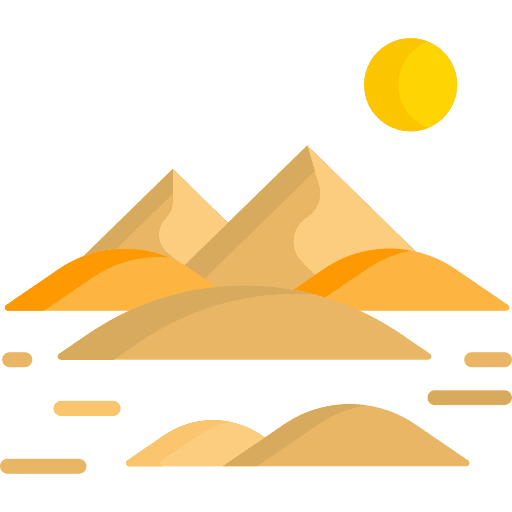 Desert sun pyramids nature icon
