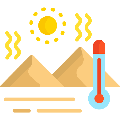 Hot weather sun landscape thermometer icon