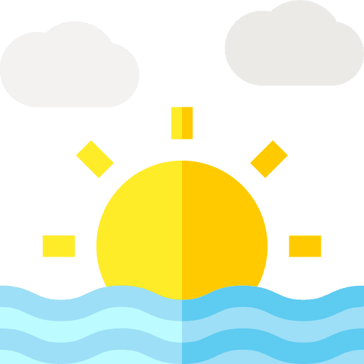 Sunset summertime nature sea icon