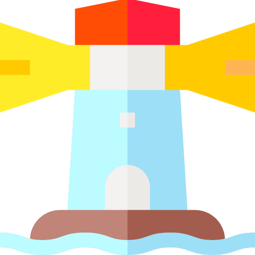 Lighthouse guide light architecture and city icon Lighthouse guide light architecture and city icon