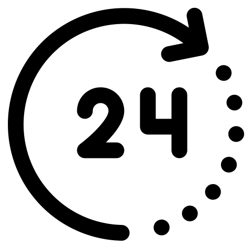 24 hours customer service clock time and date icon