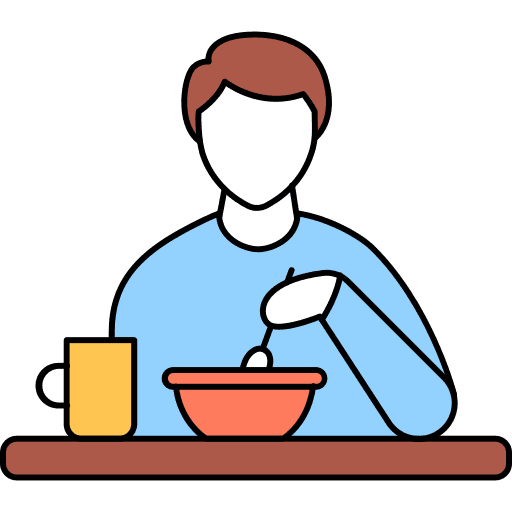 Routine man food and restaurant lunch icon