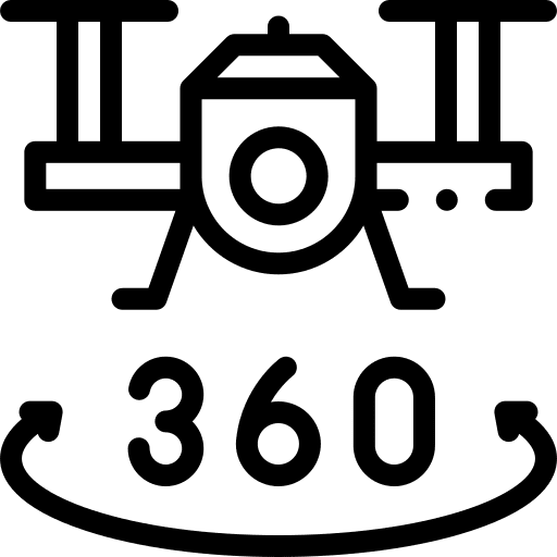 Drone electronics flying 360 degrees icon