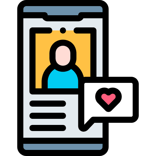 Smartphone communications picture heart icon Smartphone communications picture heart icon