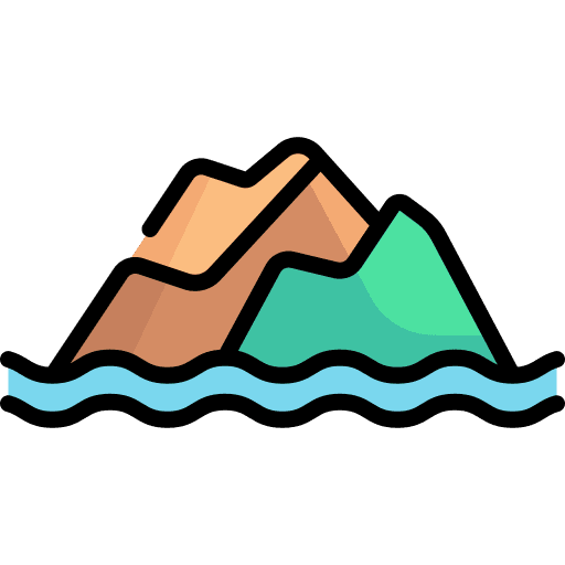 Island ocean mountain scenery icon