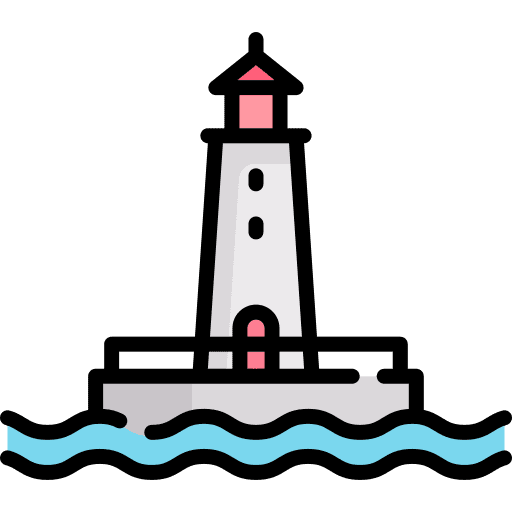 Lighthouse architecture and city illumination light icon Lighthouse architecture and city illumination light icon