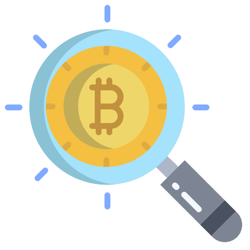 Search digital money bitcoin audit icon