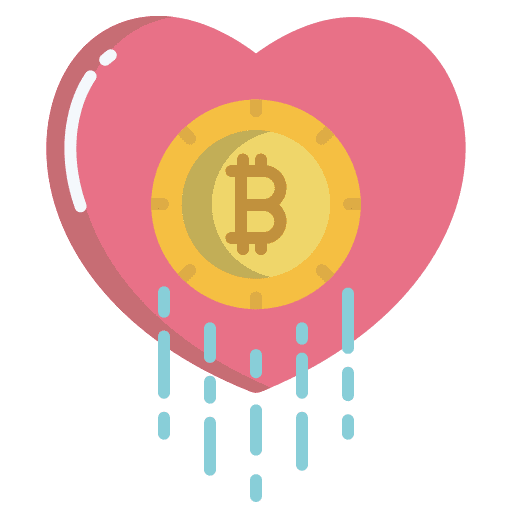 Heart business and finance bitcoin currency icon
