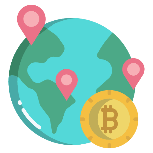 Map bitcoin maps and location cryptocurrency icon