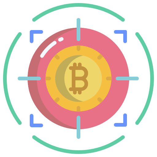 Target bitcoin target business and finance icon