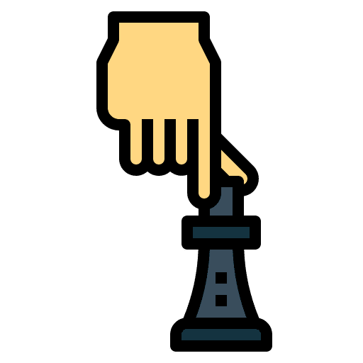Chess hand playing gaming icon Chess hand playing gaming icon