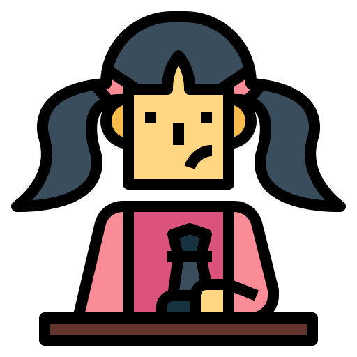 Chess strategy girl board game icon Chess strategy girl board game icon