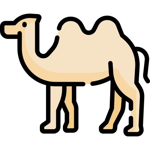 Camel oasis palm tree animals icon