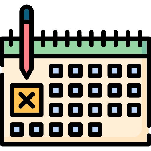 Calendar tick planning cross mark icon