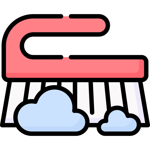 Hand brush cleaning housekeeping furniture and household icon