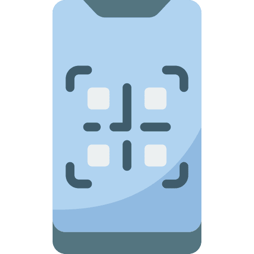 Smartphone touch screen qr code scan mobile application icon