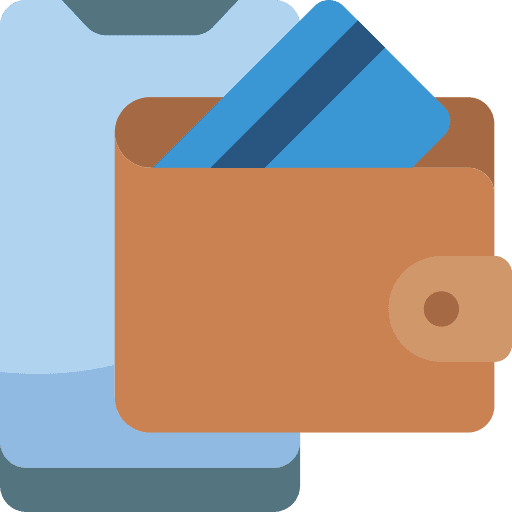Wallet money smartphone pay icon