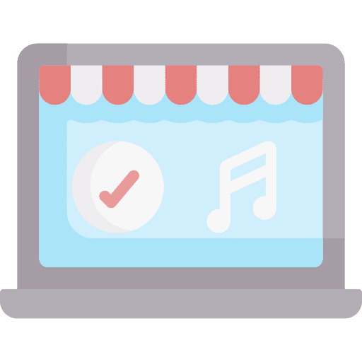 Online shopping musical note computer music store icon Online shopping musical note computer music store icon