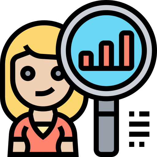 Business report solution magnifying glass icon Business report solution magnifying glass icon