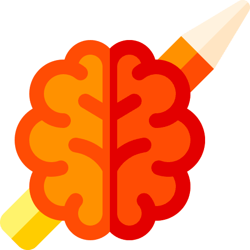 Brain pencil think concept icon Brain pencil think concept icon