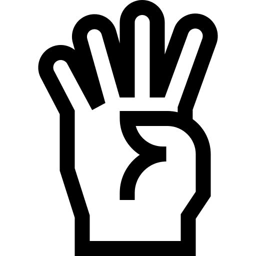 Four fingers number hand up icon
