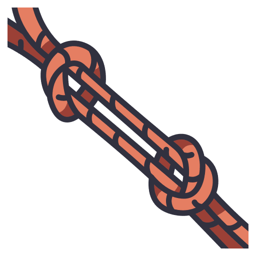 Rope construction and tools knot tie icon
