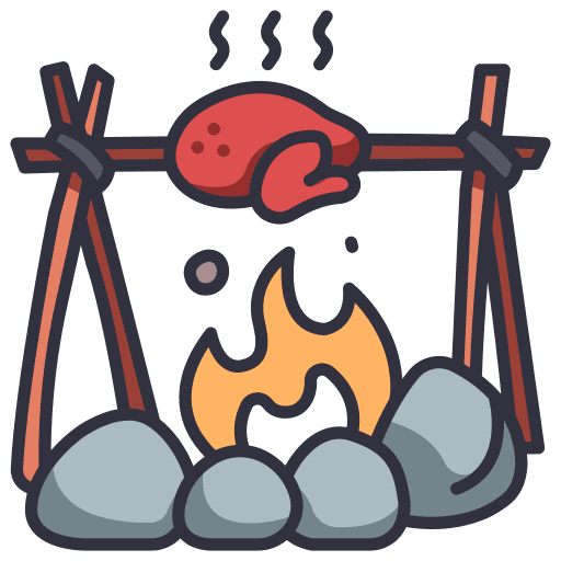 Roast chicken fire grilled food and restaurant icon