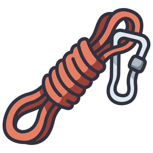 Rope backpack adventure equipment icon