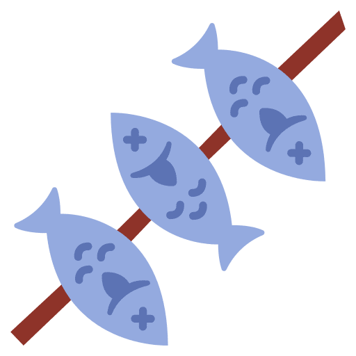 Fish food and restaurant dinner skewer icon Fish food and restaurant dinner skewer icon