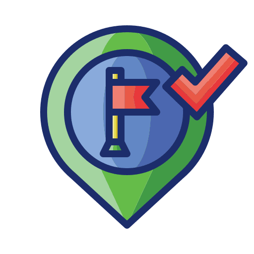 Destination arrive pin check icon