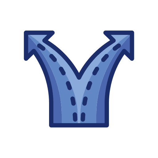 Roads split directions traffic icon