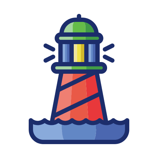 Lighthouse light orientation sea icon