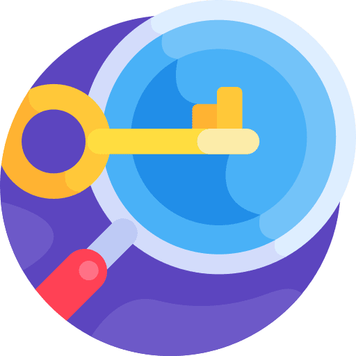Keyword magnifying glass key loupe icon Keyword magnifying glass key loupe icon