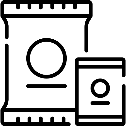 Snacks supermarket food and restaurant crisps icon