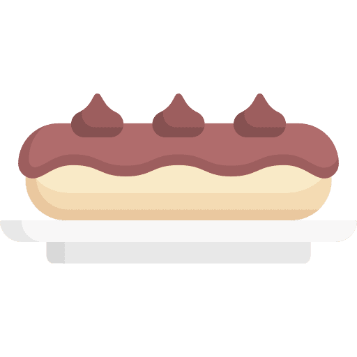 Eclair bakery dessert food and restaurant icon Eclair bakery dessert food and restaurant icon