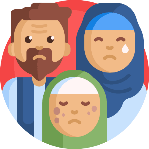 Refugee muslim family people icon