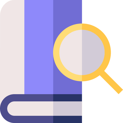 Book magnifying glass education book icon