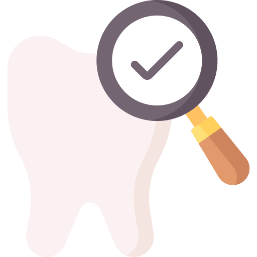 Dental checkup teeth magnifying glass dental care icon Dental checkup teeth magnifying glass dental care icon