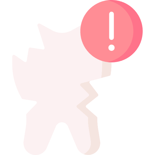 Broken tooth exclamation mark healthcare and medical damage icon Broken tooth exclamation mark healthcare and medical damage icon