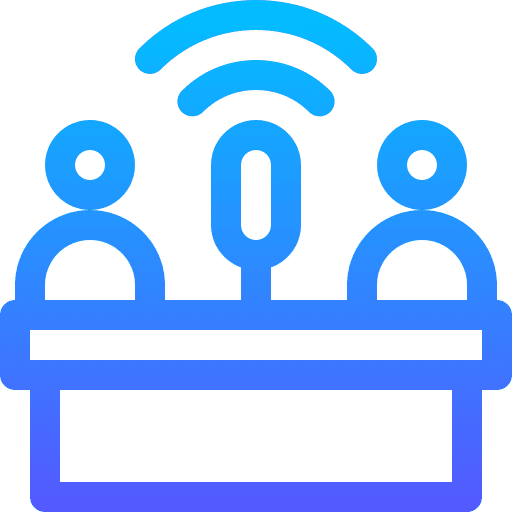 Podcast table host communications icon Podcast table host communications icon
