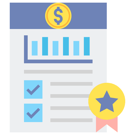 Reporting completion report standard icon