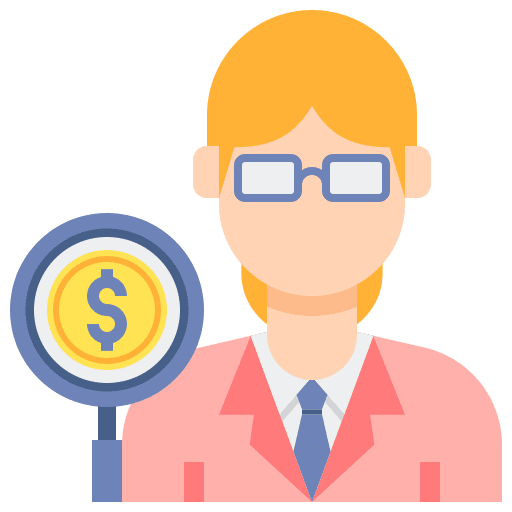 Auditor worker work search icon