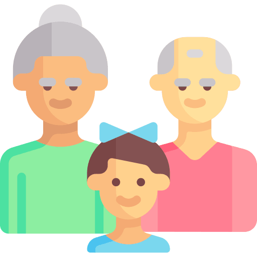 Family grandmother girl old woman icon